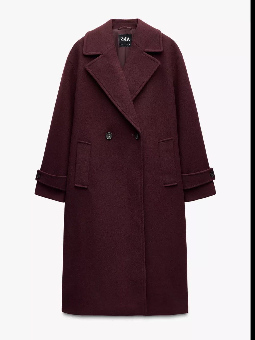 Zara Oversized Double-Breasted Trench Coat in Deep Wine - Picture 2 of 5